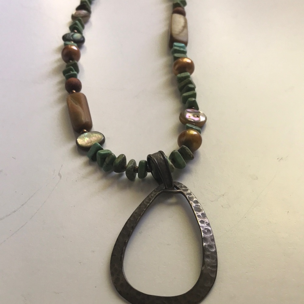 Hammered pewter necklace